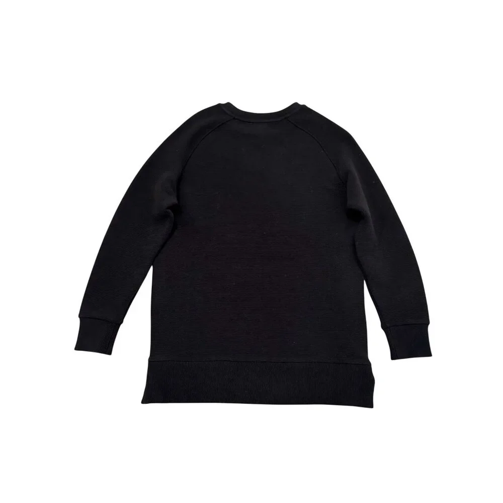 NWT Varley Manning Sweatshirt XS Black Side Zippers Long Sleeve‎ Ribbed Crewneck